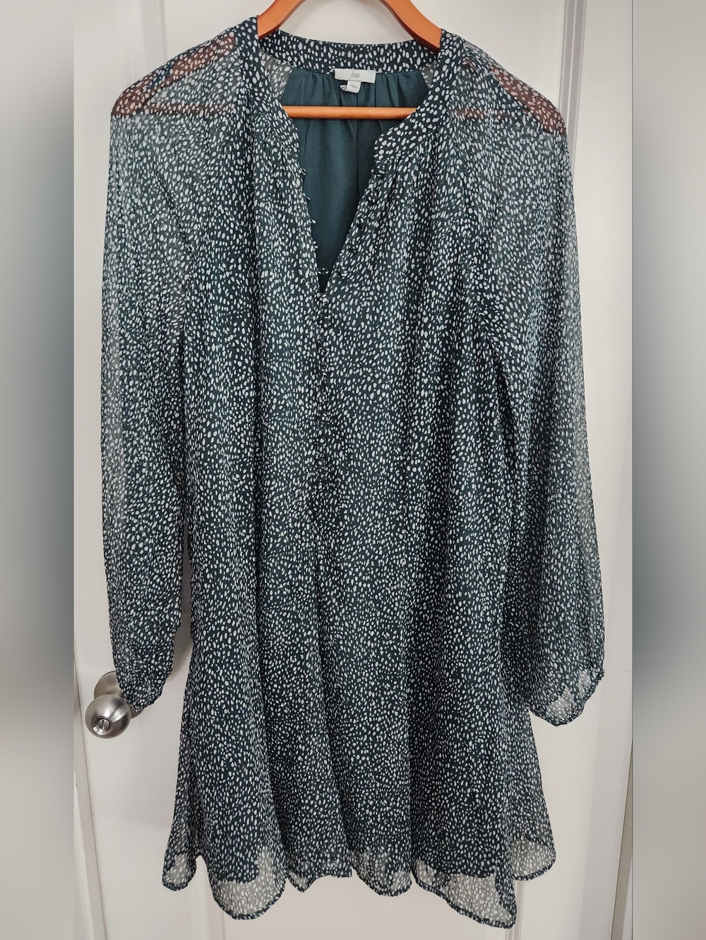 Joie Dark Green Printed Midi Dress